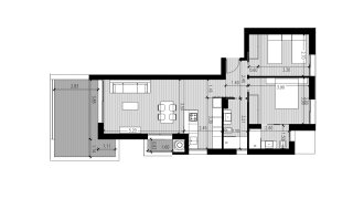 Apartment floor plan, 2 bedrooms in La Hoya No. 4