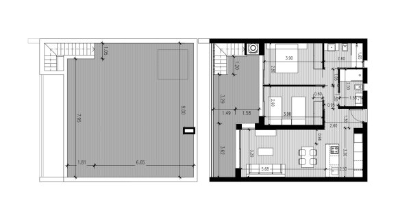 Penthouse floor plan, 2 bedrooms in La Hoya No. 6 (2D)
