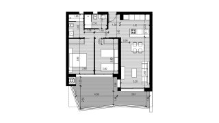 Apartment floor plan, 2 bedrooms in La Hoya No. 5